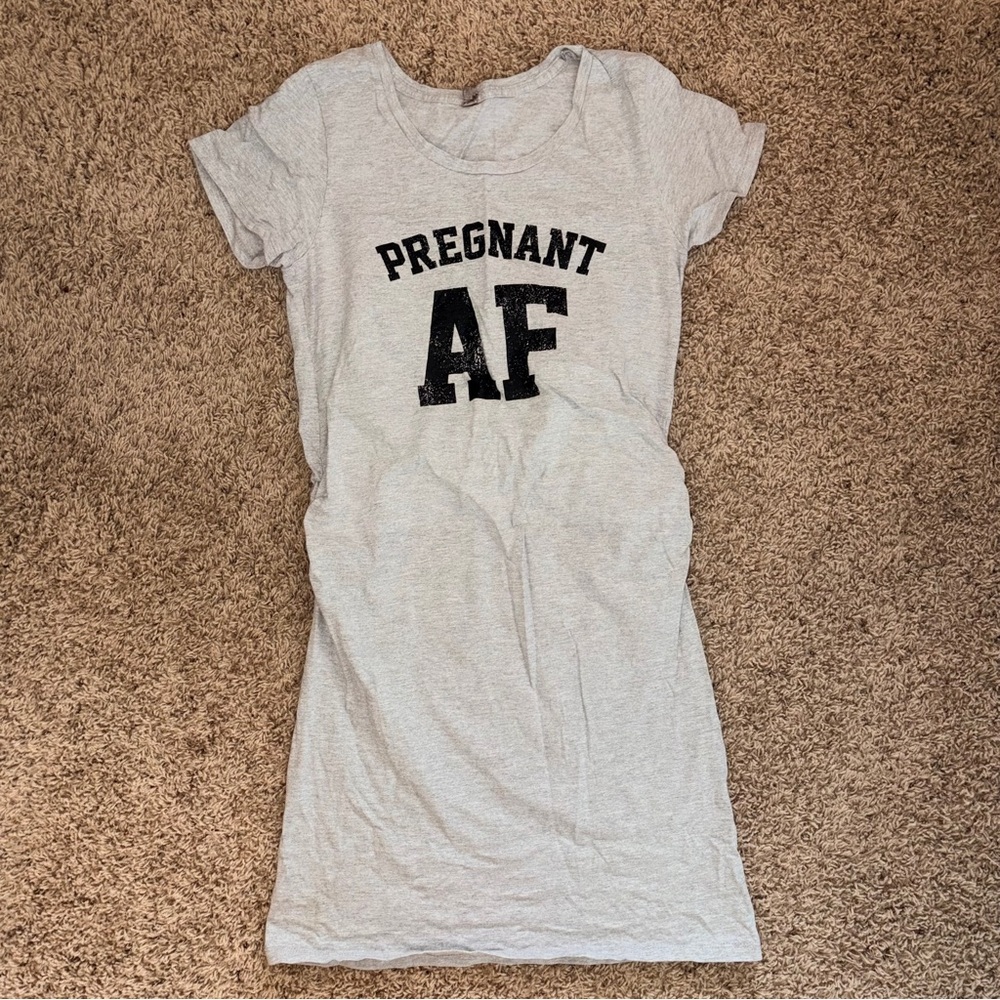 Maternity Large L Gray Graphic Mini Dress Pregnant AF